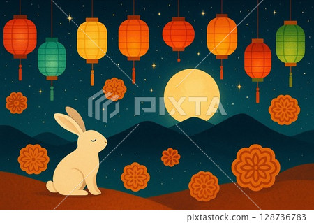 Mid autumn festival illustration 128736783