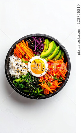 rice with vegetables and meat korean food 128736819