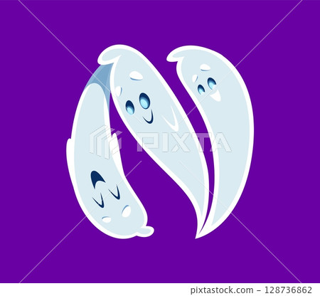 Halloween font N letter ghost cartoon happy character. Scary phantom mascot font typeset symbol, spooky ghost personage or creepy monster character English ABC vector letter. Latin alphabet element Halloween font N letter ghost cartoon happy character. Scary phantom mascot font typeset symbol, spooky ghost personage or creepy monster character English ABC vector letter. Latin alphabet element 128736862