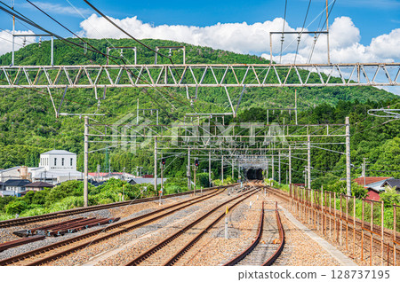Scenery of Nagahara Station on the Kosei Line, Nagahara, Nishiasai-cho, Nagahama City, Shiga Prefecture 128737195