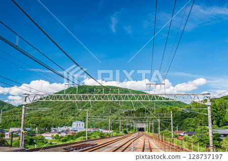 滋賀縣長濱市西夏西町長原湖西線長原站風景 滋賀縣長濱市西夏西町長原湖西線長原站風景 128737197