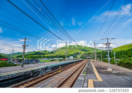 Scenery of Nagahara Station on the Kosei Line, Nagahara, Nishiasai-cho, Nagahama City, Shiga Prefecture Scenery of Nagahara Station on the Kosei Line, Nagahara, Nishiasai-cho, Nagahama City, Shiga Prefecture 128737203
