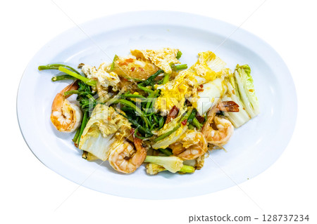 Top view of Shrimp Sukiyaki, focus selective 128737234