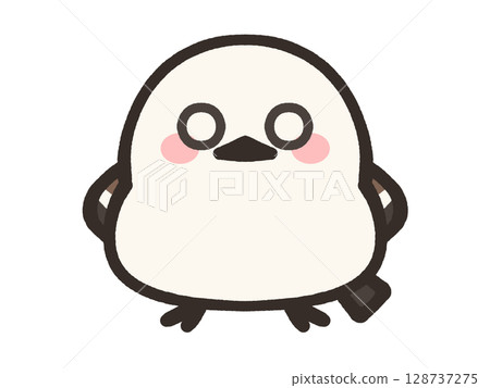 一隻長尾山雀的白色眼睛的令人驚訝的插圖 一隻長尾山雀的白色眼睛的令人驚訝的插圖 128737275