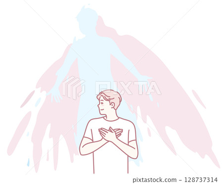 Illustration Representing Emotional Release and Achieving Inner Peace Through Art and Awareness 128737314
