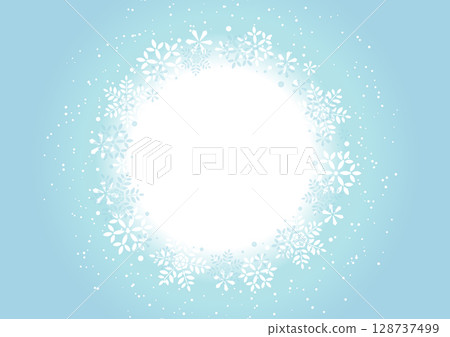 Snowflake circle frame, winter background illustration 128737499