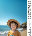 戴草帽的男孩 - AI 生成的圖像 128737612