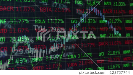 Image of financial data processing over dark background 128737744