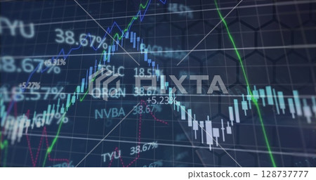 Image of financial data processing over dark background 128737777