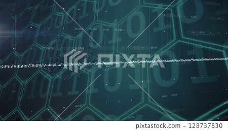 Image of financial data processing over dark background 128737830