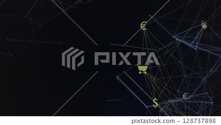 Image of network of connections with icons Image of network of connections with icons 128737898