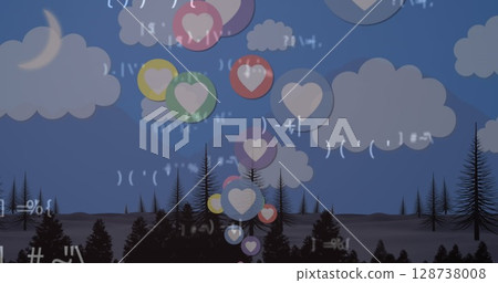 Image of rising over data processing on blue background Image of rising over data processing on blue background 128738008