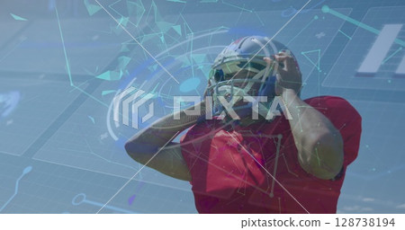 Image of digital interface over american football player 128738194