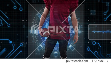 Image of digital interface over american football player 128738197