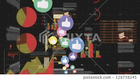 Image of icons over statistics Image of icons over statistics 128738245
