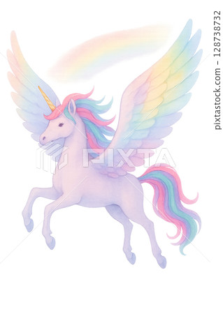 Unicorn with rainbow wings 128738732