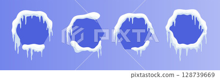 Versatile Snow-Capped Banners: Customizable hexagon Winter Ad Designs 128739669