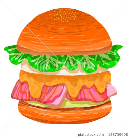 培根雞蛋芝士漢堡 128739698