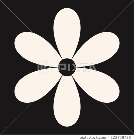Retro-inspired floral symbol with abstract petals and a calm cream tone. A modern interpretation of classic botanical aesthetics. Retro-inspired floral symbol with abstract petals and a calm cream tone. A modern interpretation of classic botanical aesthetics. 128739726
