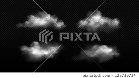 Realistic cloud formations on transparent bg 128739734