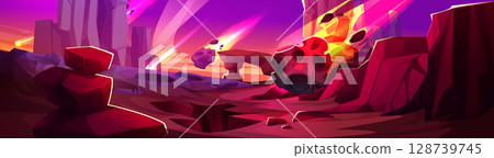 Vibrant alien planet landscape 128739745