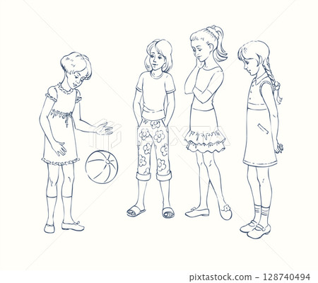 Small girls playing with ball 128740494