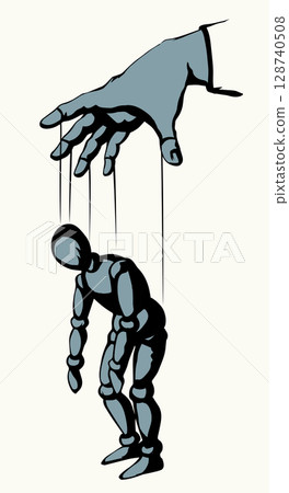 Man is a puppet. Vector drawing Man is a puppet. Vector drawing 128740508