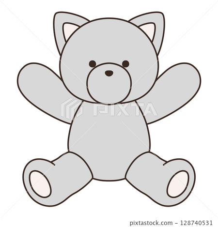 Vector illustration of a cute stuffed cat. Cat, icon, sitting 128740531