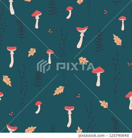 mushrooms autumn pattern 128740648
