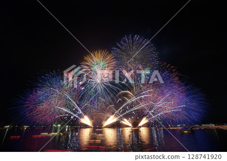 Kyoto Miyazu lantern sinking offshore firework display Kyoto Miyazu lantern sinking offshore firework display 128741920