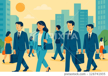 Businessmen walking in the city 128741935