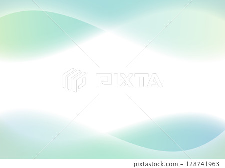 乾淨的綠色和白色波浪背景（抽象、柔和、醫學） 128741963