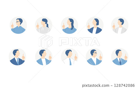 圖標集的商界人士指點和有一個想法-圓形背景 128742086