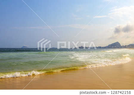 Copacabana Leme Beach Tropical Paradise in Rio de Janeiro Brazil. 128742158