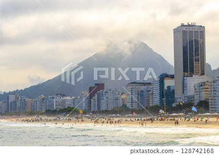 Copacabana Beach Tropical Paradise and City Skyline Rio de Janeiro Brazil. Copacabana Beach Tropical Paradise and City Skyline Rio de Janeiro Brazil. 128742168
