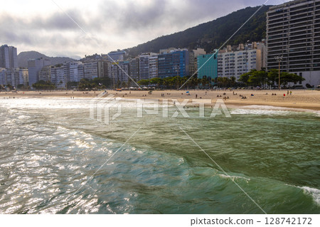 Copacabana Beach Tropical Paradiseand City Skyline Rio de Janeiro Brazil. Copacabana Beach Tropical Paradiseand City Skyline Rio de Janeiro Brazil. 128742172