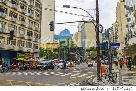 Rio de Janeiro Brazil Copacaban City Downtown Street Cityscape Skyline. 128742184