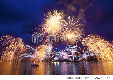 Kyoto Miyazu lantern sinking offshore firework display Kyoto Miyazu lantern sinking offshore firework display 128742768