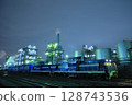 Kanagawa Rinkai Railway freight train and factory night view 128743536