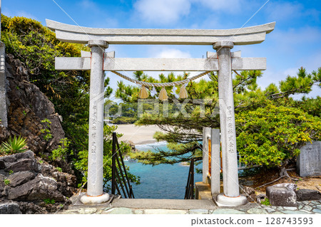 從海住神社(高知市)眺望桂濱海灘 從海住神社(高知市)眺望桂濱海灘 128743593