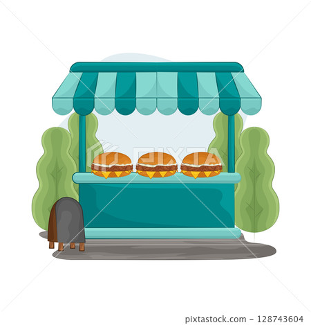 Illustration of Burger Stand Illustration of Burger Stand 128743604