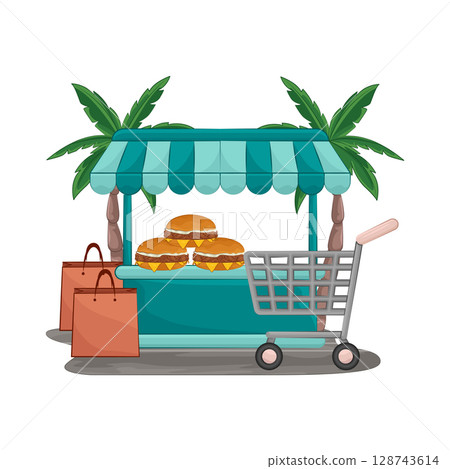 Illustration of Burger Stand Illustration of Burger Stand 128743614