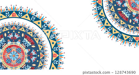 Frame ancient arabesque postcard, border. Geometric patterns, sacred lotus of East culture. Watercolor illustration isolated from background. African, Egyptian, Persian art for tribal design Frame ancient arabesque postcard, border. Geometric patterns, sacred lotus of East culture. Watercolor illustration isolated from background. African, Egyptian, Persian art for tribal design 128743690