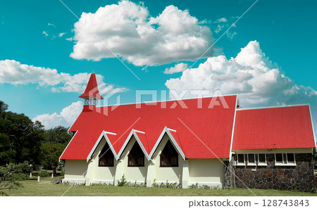 Church in Cap Malheureux, Mauritius island Church in Cap Malheureux, Mauritius island 128743843