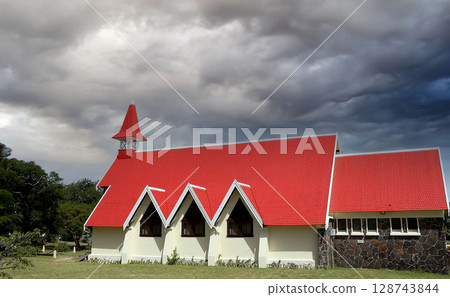 Church in Cap Malheureux, Mauritius island Church in Cap Malheureux, Mauritius island 128743844