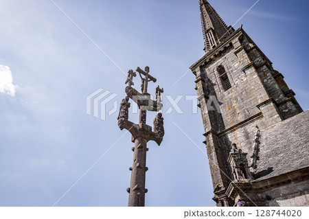 Parish close church of Commana, finistere, brittany, france 128744020