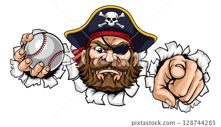 Pirate Baseball Ball Sports Mascot Illustration 128744285
