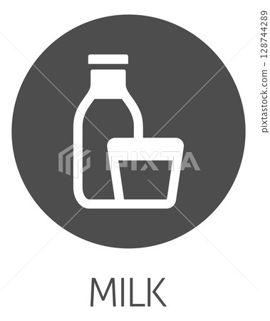 Milk Dairy Lactose Bottle Glass Food Allergy Icon 128744289