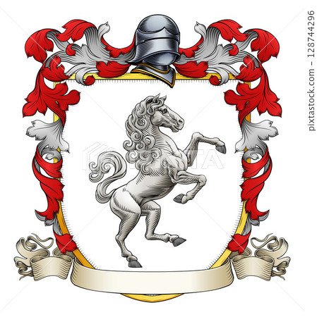 Coat of Arms Crest Horse Heraldry Medieval Shield 128744296