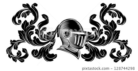 Coat of Arms Crest Knight Helmet Heraldry Design Coat of Arms Crest Knight Helmet Heraldry Design 128744298